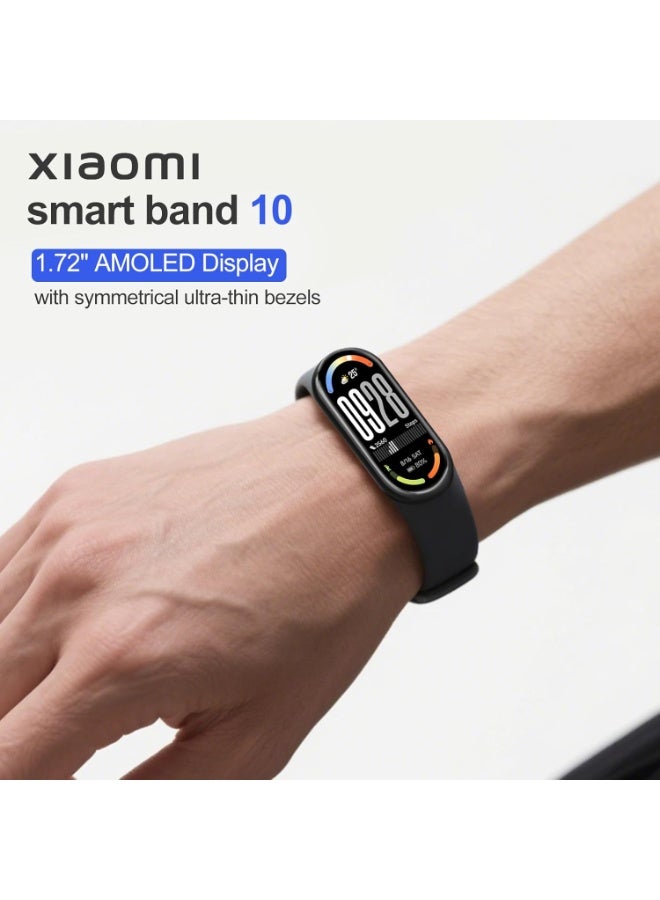 Xiaomi 233 mAh Xiaomi Smart Band 10 Midnight Black,1.72 AMOLED Display with 1500 Nits, Sleep and Heart Rate Monitor, 5ATM Waterproof, 21 Days Battery Life, 60 Hz Refresh Frequency, 150+ Modes Midnight Black - Image 1