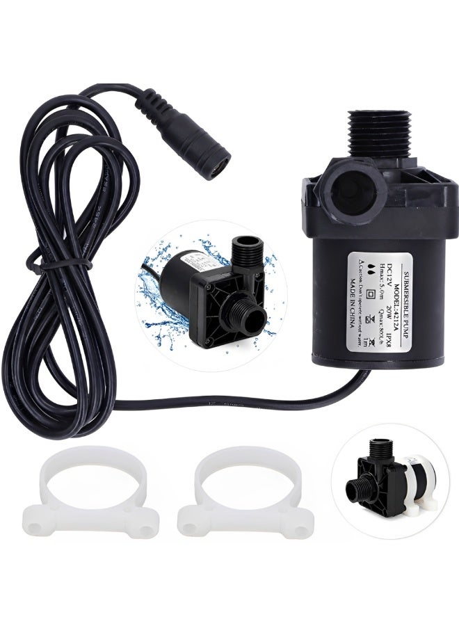 12V DC Submersible Water Pump, 20W 800L/H Low Voltage Aquarium Pump, Quiet Energy Saving Mini Pump for Fish Tank, Fountain, Hydroponics, Pond & Water Circulation - Image 1