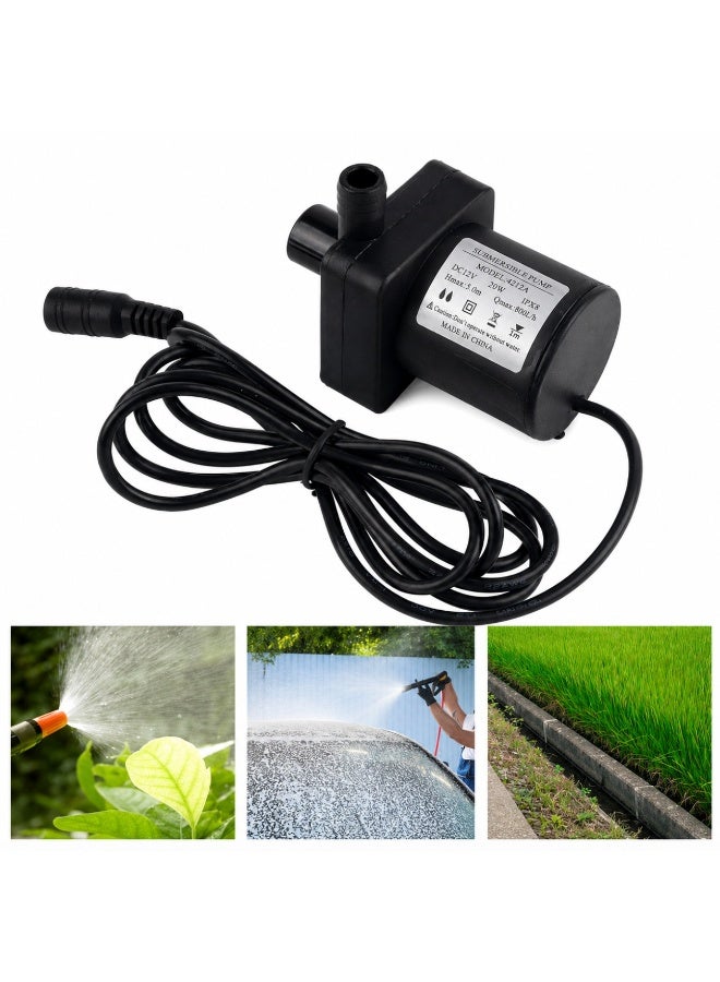 12V DC Submersible Water Pump, 20W 800L/H Low Voltage Aquarium Pump, Quiet Energy Saving Mini Pump for Fish Tank, Fountain, Hydroponics, Pond & Water Circulation - Image 3