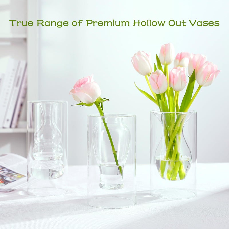 ZENS Clear Glass Bubble Flower Vase, Modern Hand Blown Hollowed Out Glass Vase for Wedding Decorative, Home DÃ©cor Small Bouquet. - Image 5