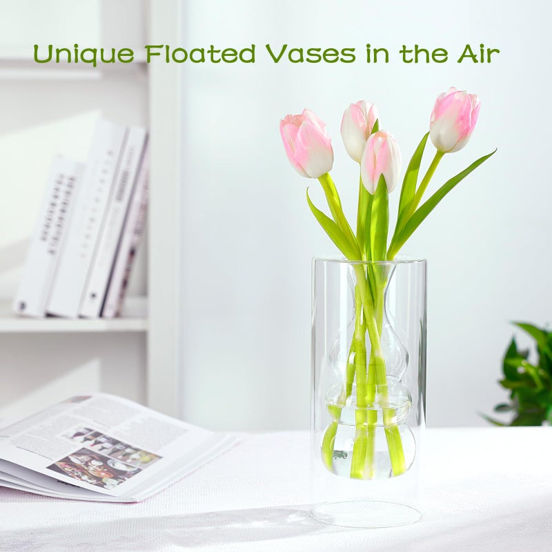 ZENS Clear Glass Bubble Flower Vase, Modern Hand Blown Hollowed Out Glass Vase for Wedding Decorative, Home DÃ©cor Small Bouquet. - Image 3