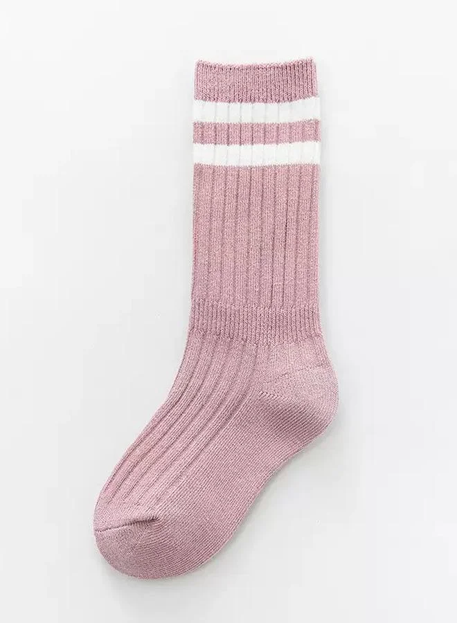 Styli Ribbed Crew Socks with Contrast Stripe Detail