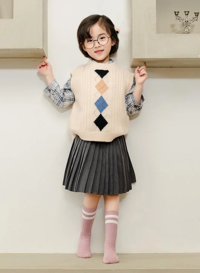 Styli Ribbed Crew Socks with Contrast Stripe Detail