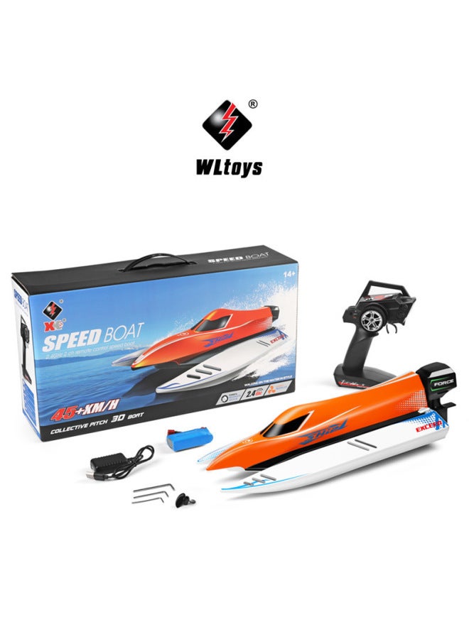 Weili WL915-A Remote Control Boat Water Boat Model Toy Full-scale Brushless High-speed Speedboat Anti-rollover Remote Control Boat-Color:WL915-A Orange (brushless Motor + Automatic Turning + Low Power Alarm)  - Image 1