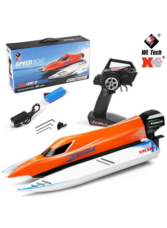Weili WL915-A Remote Control Boat Water Boat Model Toy Full-scale Brushless High-speed Speedboat Anti-rollover Remote Control Boat-Color:WL915-A Orange (brushless Motor + Automatic Turning + Low Power Alarm)  - Image 4