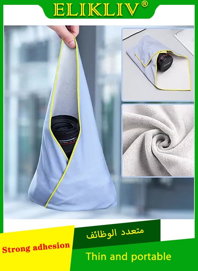 ELIKLIV Hot Sale Magic Cloth Camera Packaging! Scratch-resistant, dust-proof, and strong adhesion. It can be used as a camera bag, cleaning cloth, and cosmetic bag. Strong and easy to peel, reusable. Easy to wash by hand, light and portable. It provides all-round protection for digital devices, which is a must-have for home travel (45*45cm, blue) - Image 1