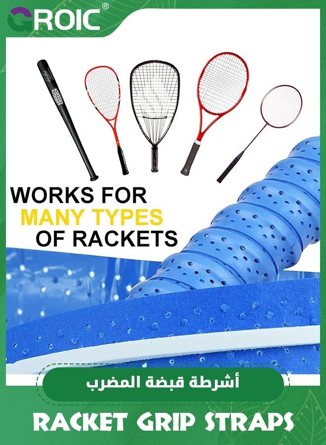 GROIC 10 قطع من مضرب التنس، شريط قبضة مضرب كرة الريشة، مقابض زائدة لمقاومة الانزلاق والعرق، شريط قبضة مضرب التنس، أجزاء مضارب كرة الريشة - Image 2