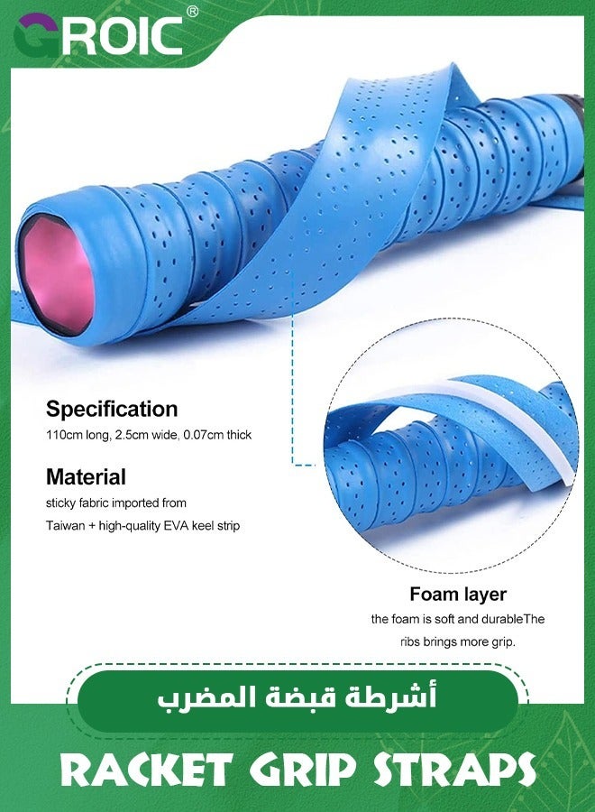 GROIC 10 قطع من مضرب التنس، شريط قبضة مضرب كرة الريشة، مقابض زائدة لمقاومة الانزلاق والعرق، شريط قبضة مضرب التنس، أجزاء مضارب كرة الريشة - Image 3