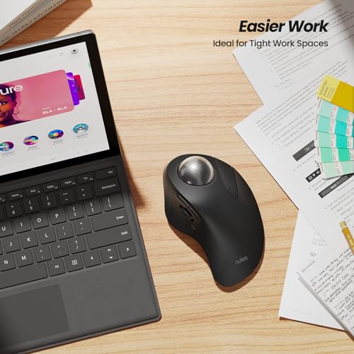Nulea Wireless Ergonomic Trackball Mouse, Rechargeable, Bluetooth Rollerball Mouse, 44mm Index Finger Trackball, 5 Adjustable DPI, Compatible with PC, Laptop, iPad, Mac, Windows, Android - Image 3