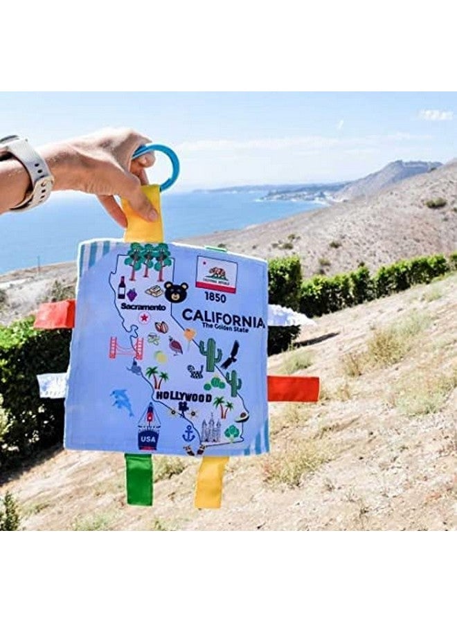 The Learning Lovey Baby Jack & Co 8X8” Learning Lovey Tag Toys For Babies Baby Crinkle Toys Crinkle Toys For Baby Soft & Safe Learn Usa State Facts Ideal Baby Toy Bpa Free W/Stroller Clip (California) - Image 4