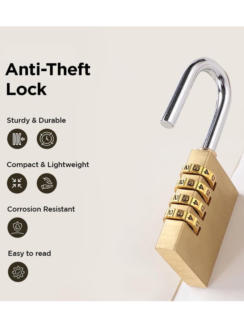 Combination Lock, 4 Digit 0.82-Inch Combination Padlock Set, Metal and Plated Steel Material for School, Employee, Gym or Sports Locker, Case, Toolbox, Fence, Hasp Cabinet and Storage, 1-Pack