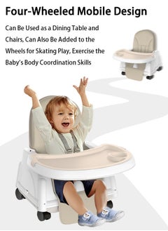 Relex High Chair, Portable Baby Chair with Dining Tray, Height-Adjustable Toddler Dining Chair for Babies and Toddlers(Beige)  - Image 5