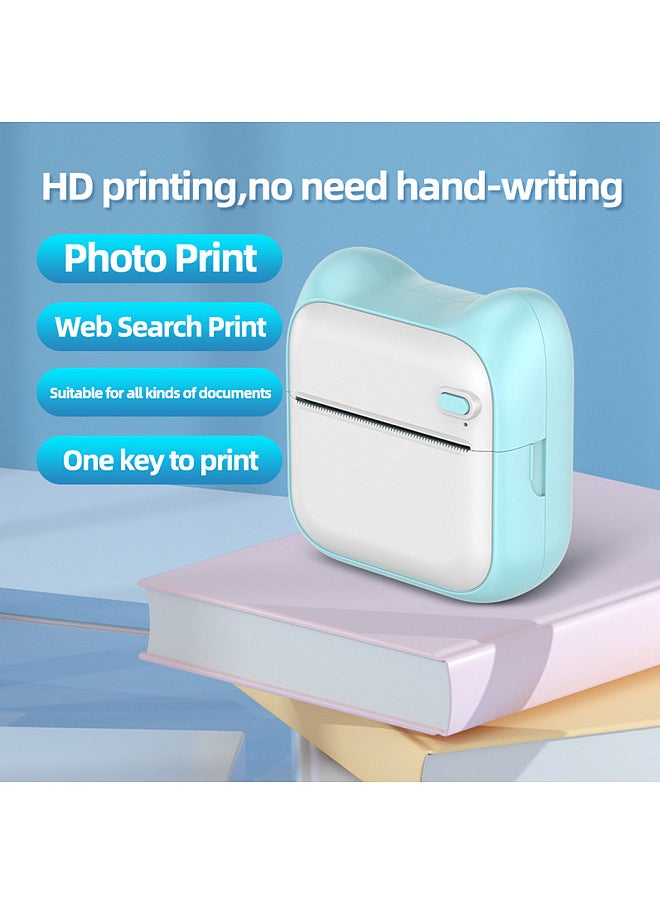 Mini Pocket Photo Printer Portable Thermal Printing Machine 203dpi Wireless BT Connection for Picture Lable DIY Handcraft List Meno Notes Journal Receipt Paper Instant Printer Sticker with 5 Rolls Adhesive Thermal Paper 6 Rolls Non-adhesion Thermal Paper  57*25mm Study Work Office Compatible with Android iOS System