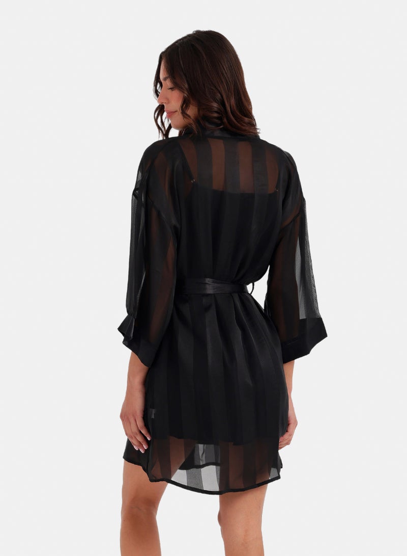 Carina Sheer Striped Robe - Image 4