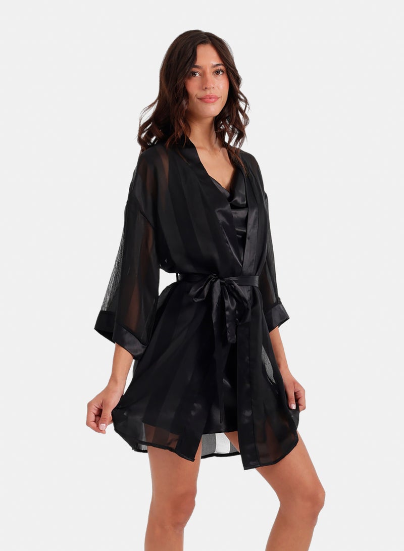 Carina Sheer Striped Robe - Image 2