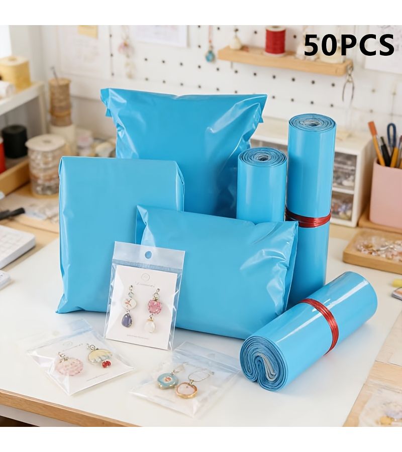 50 أكياس بريدية سميكة مقاس 20x30 سم، غير شفافة ومتينة لتغليف الملابس والنقل اللوجستي - Image 3