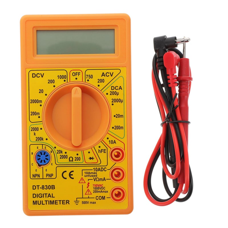Yellow Digital Multimeter AC DC Voltage Current Resistance Tester For Home School Factory - Image 2