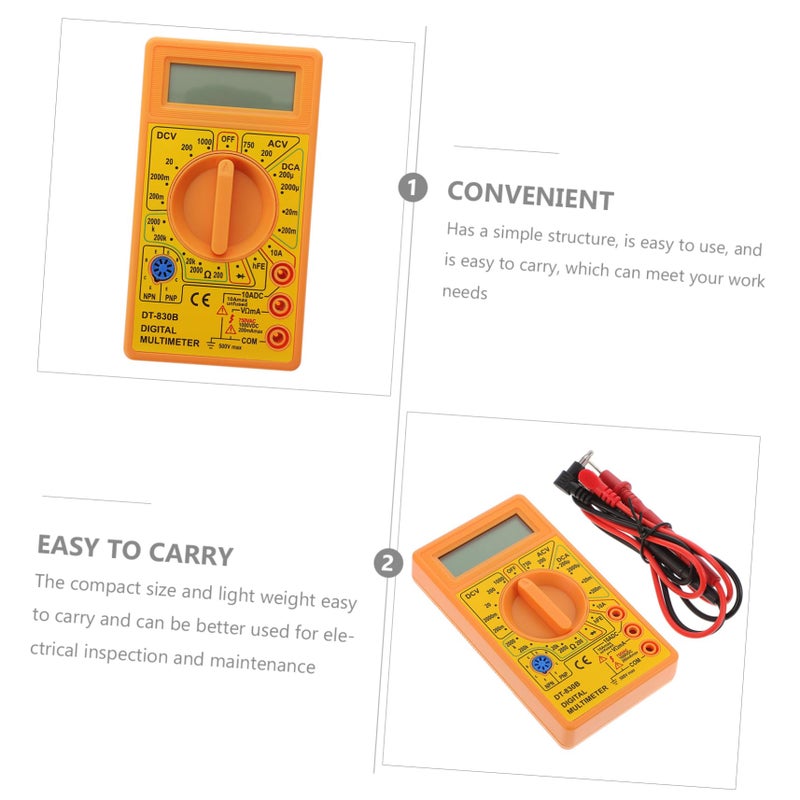 Yellow Digital Multimeter AC DC Voltage Current Resistance Tester For Home School Factory - Image 5