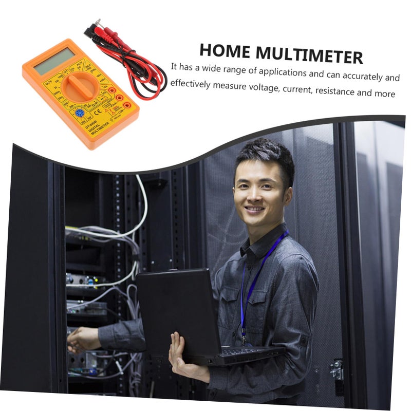 Yellow Digital Multimeter AC DC Voltage Current Resistance Tester For Home School Factory - Image 3