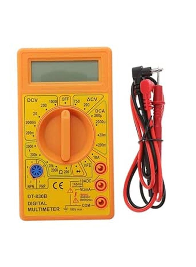 Yellow Digital Multimeter AC DC Voltage Current Resistance Tester For Home School Factory - Image 1