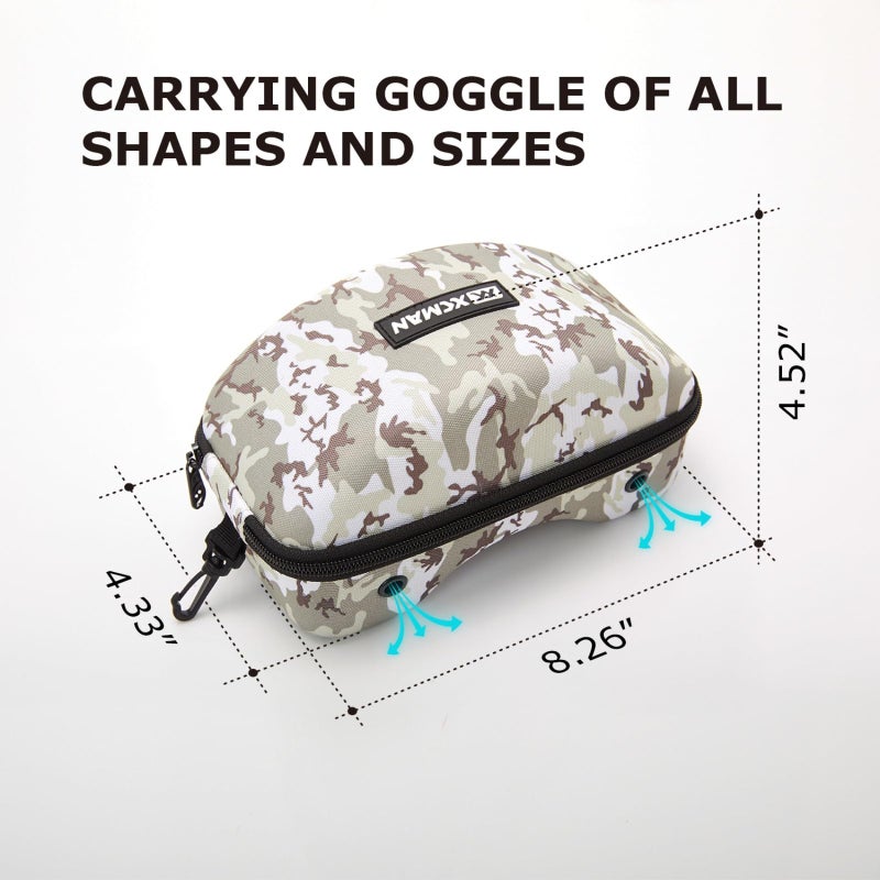 XCMAN Rigid EVA Ski Goggle Case Fit All Shapes and Size Ski Goggles CITY CAMO - Image 2