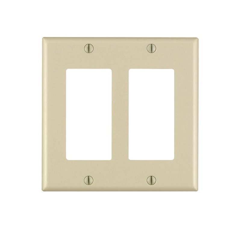 Leviton 2-Gang Decora/GFCI Device Wallplate, Standard Size, Thermoset, 80409-I, Ivory - Image 2