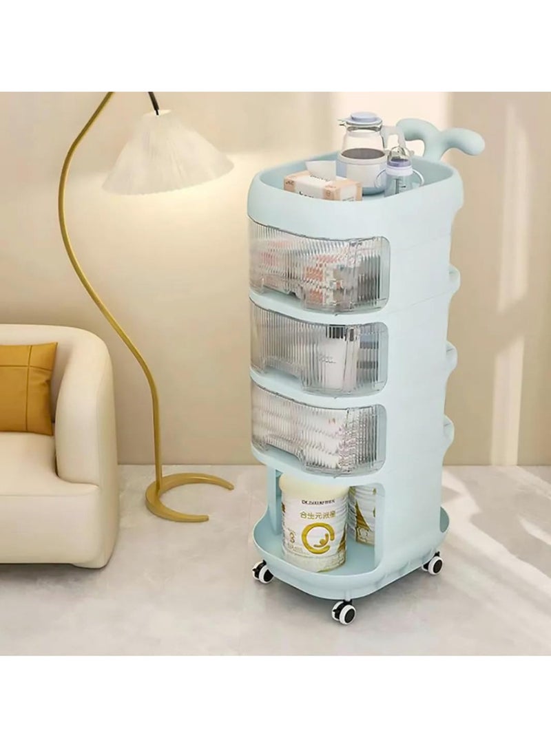 LEDIN Storage cabinets For Baby Accessories Multi-layer large capacity baby care food grade snack removable Trolley lockers(Blue)  - Image 1