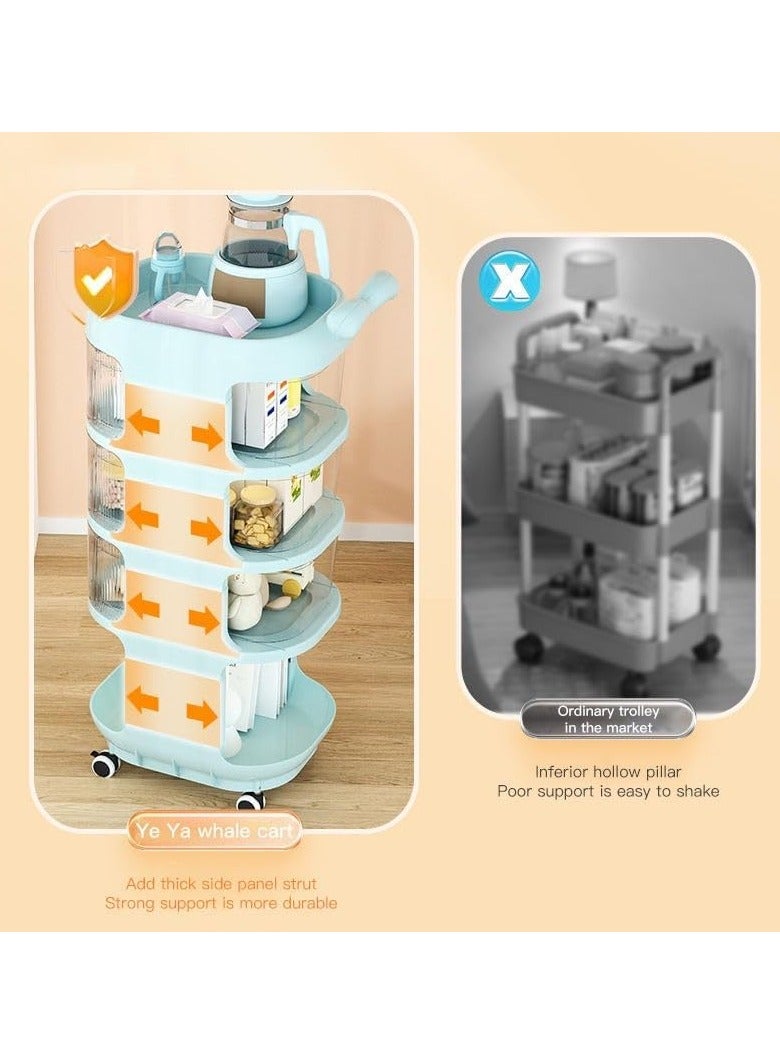 LEDIN Storage cabinets For Baby Accessories Multi-layer large capacity baby care food grade snack removable Trolley lockers(Blue)  - Image 4