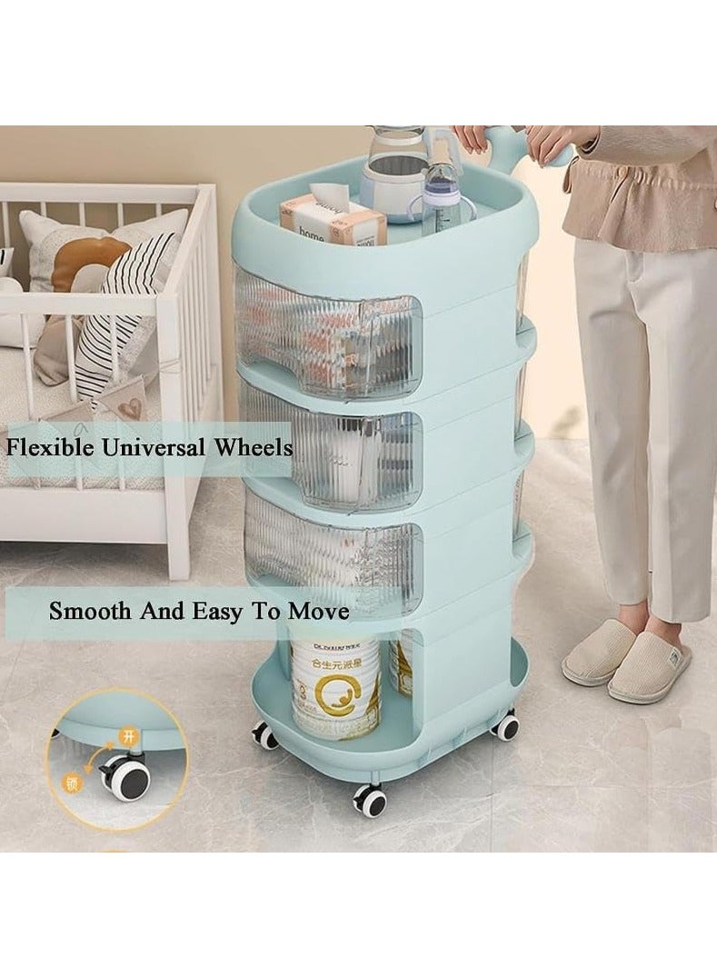LEDIN Storage cabinets For Baby Accessories Multi-layer large capacity baby care food grade snack removable Trolley lockers(Blue)  - Image 3