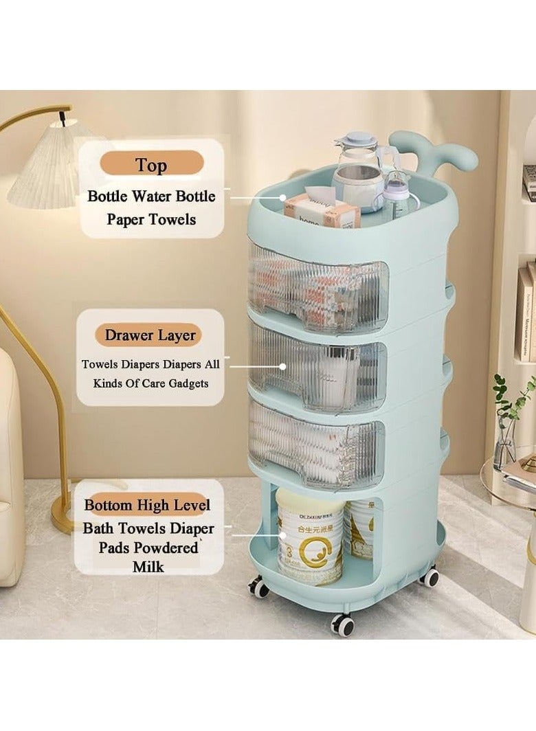 LEDIN Storage cabinets For Baby Accessories Multi-layer large capacity baby care food grade snack removable Trolley lockers(Blue)  - Image 2