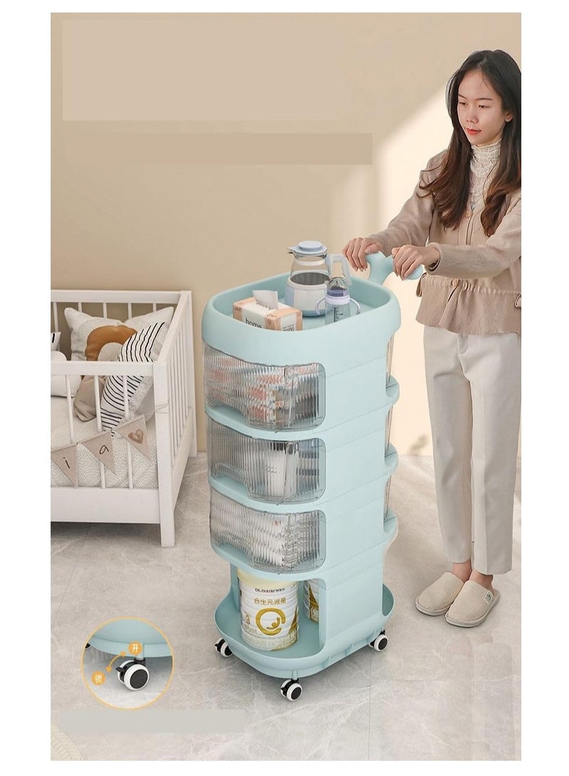 LEDIN Storage cabinets For Baby Accessories Multi-layer large capacity baby care food grade snack removable Trolley lockers(Blue)  - Image 5
