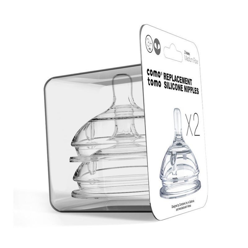 COMOTOMO, 2 Pack Silicone Replacement Nipple, Clear, 3-6 Months, New - Image 3
