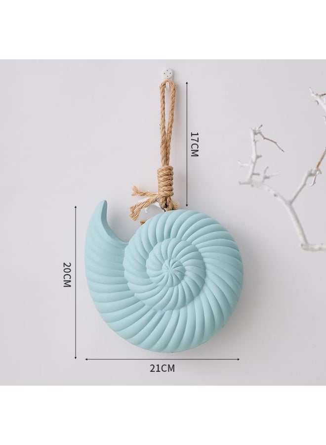 YINZUO YINZUO Hanging Nautical Shell Ornament Coastal Beach Wall Decor with Rope, Starfish & Seashell Accents Sea Shell Decoration for Home, Bathroom & Garden (Aqua)  - Image 3