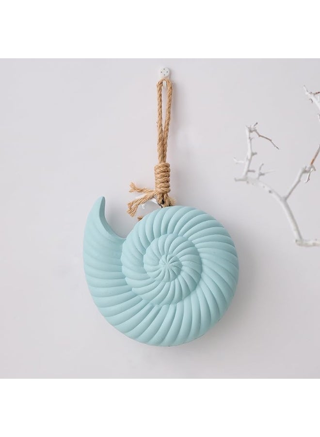 YINZUO YINZUO Hanging Nautical Shell Ornament Coastal Beach Wall Decor with Rope, Starfish & Seashell Accents Sea Shell Decoration for Home, Bathroom & Garden (Aqua)  - Image 1