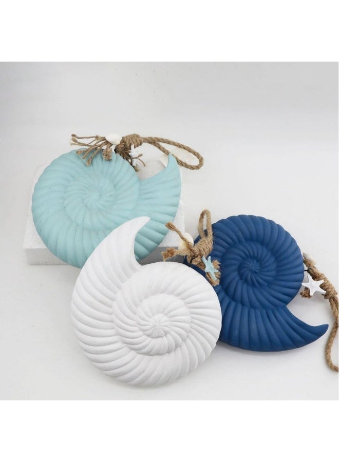 YINZUO YINZUO Hanging Nautical Shell Ornament Coastal Beach Wall Decor with Rope, Starfish & Seashell Accents Sea Shell Decoration for Home, Bathroom & Garden (Aqua)  - Image 2