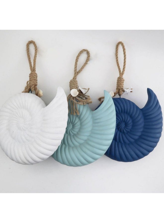 YINZUO YINZUO Hanging Nautical Shell Ornament Coastal Beach Wall Decor with Rope, Starfish & Seashell Accents Sea Shell Decoration for Home, Bathroom & Garden (Aqua)  - Image 4