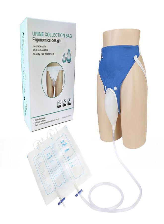 PRISMPICKS Urine Bag Collector: Elderly Men's Urinal - |Breathable Adjustable Reusable with Odour-Free 1 lt & 2 lt Silicone Urinary Drainage Bags | White/Grey/Blue | for Elder Men - Image 1
