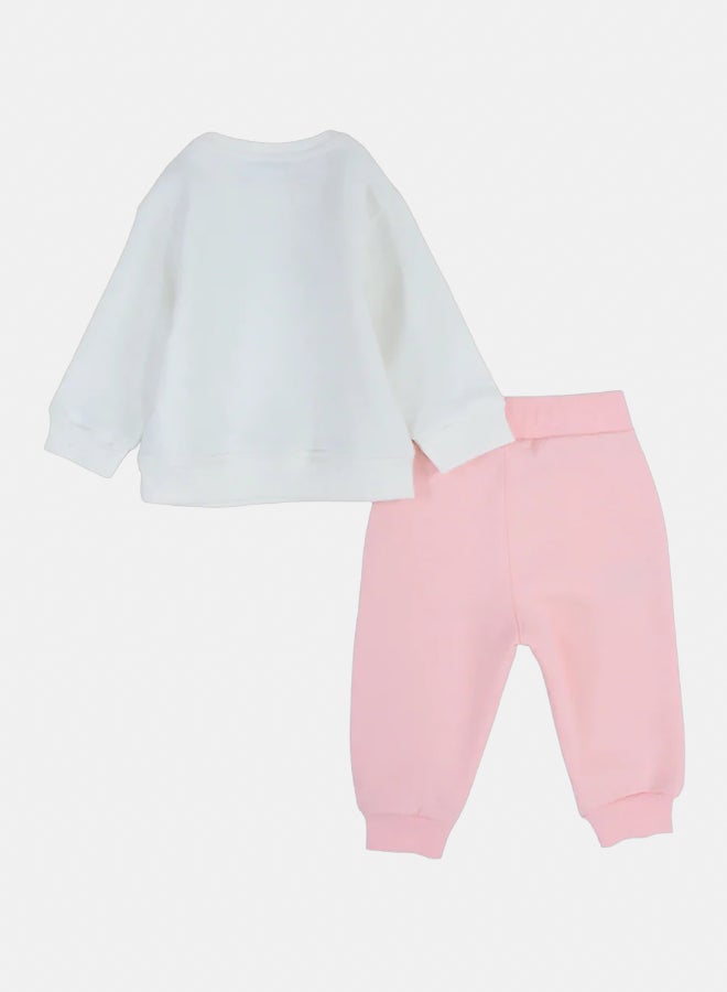 سولانج طقم بيجامة أطفال بنات أوف وايت وبينك بطبعة كورومي - Image 2