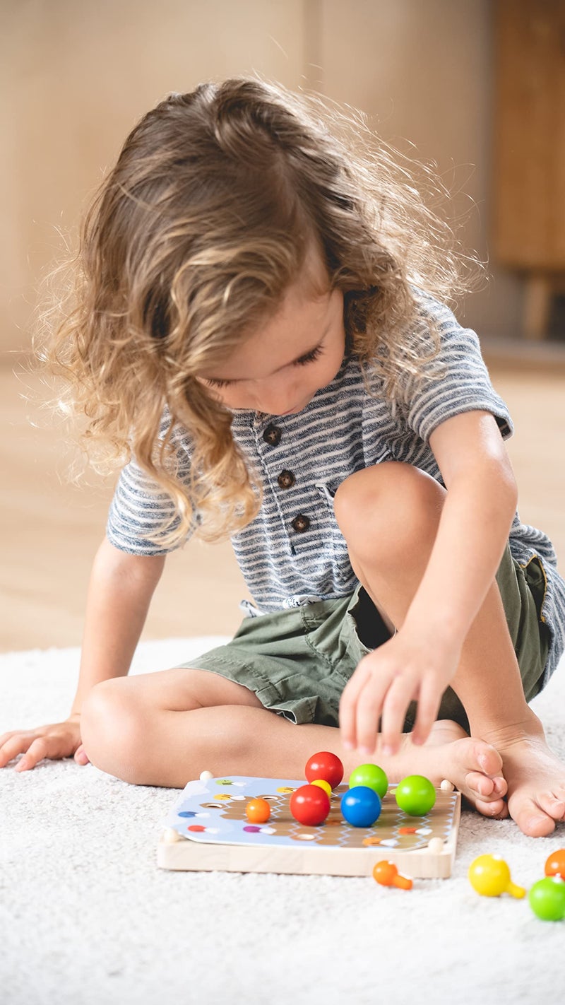 PlanToysÂ® Creative Peg Board Wooden Toy for Kids Ages 3+ | Montessori Educational Game for Imagination, Fine Motor Skills & Coordination | Eco-Friendly Learning Set - Image 2