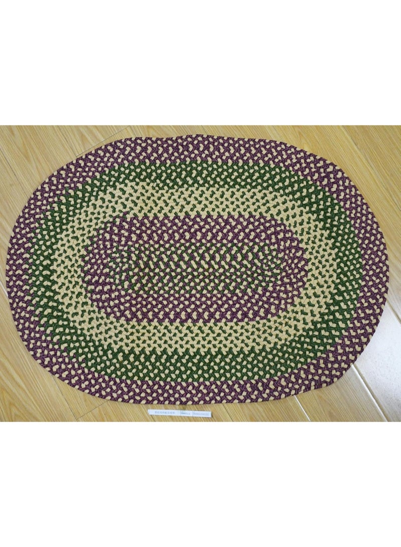 GOLD MANTIS Braided Oval Area Rug 60×90cm – 100% Cotton, Handmade Reversible Carpet, Washable Flatweave Rug for Living Room, Bedroom, Entryway, Kitchen (INFINITY 10# CARPET) - Image 1