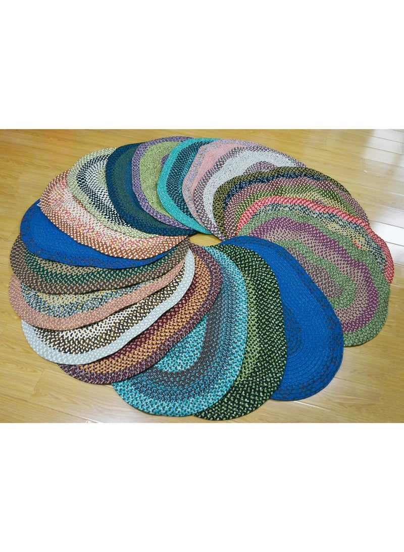 GOLD MANTIS Braided Oval Area Rug 60×90cm – 100% Cotton, Handmade Reversible Carpet, Washable Flatweave Rug for Living Room, Bedroom, Entryway, Kitchen (INFINITY 10# CARPET) - Image 3