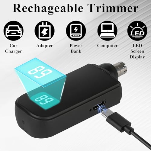 Yunmiss Portable Nose and Ear Trimmer Clipper for Men Women,2026 Professional LED Dsiplay Nose Hair Trimmer with Powerful Motor and Dual-Edge Blades for Smoother Cutting Mini Travel Size (Black) - Image 5