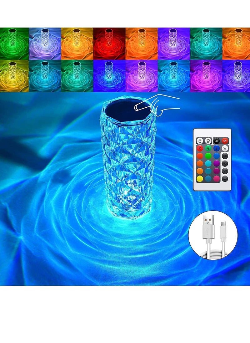 Crystal Table Lamp,16 Color Changing RGB Touch Rose Table Lamp,USB Rechargeable Diamond Table Lamps for Living Room,Office - Image 1