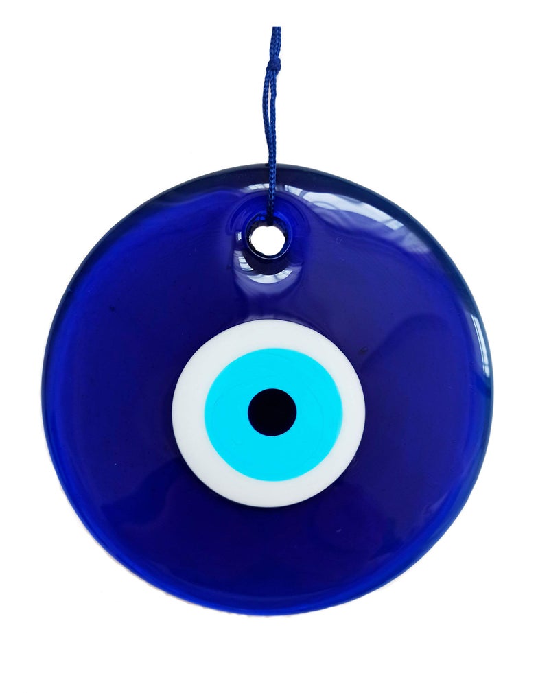 Erbulus 5.4" Glass Blue Evil Eye Wall Hanging Ornament - Turkish Handmade Nazar Amulet - Home Protection Charm - Wall Decor in a Box - Image 1