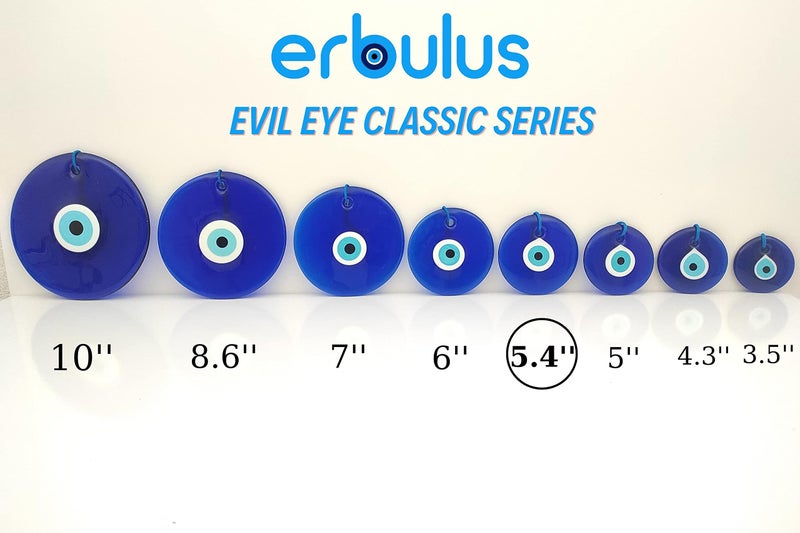 Erbulus 5.4" Glass Blue Evil Eye Wall Hanging Ornament - Turkish Handmade Nazar Amulet - Home Protection Charm - Wall Decor in a Box - Image 2