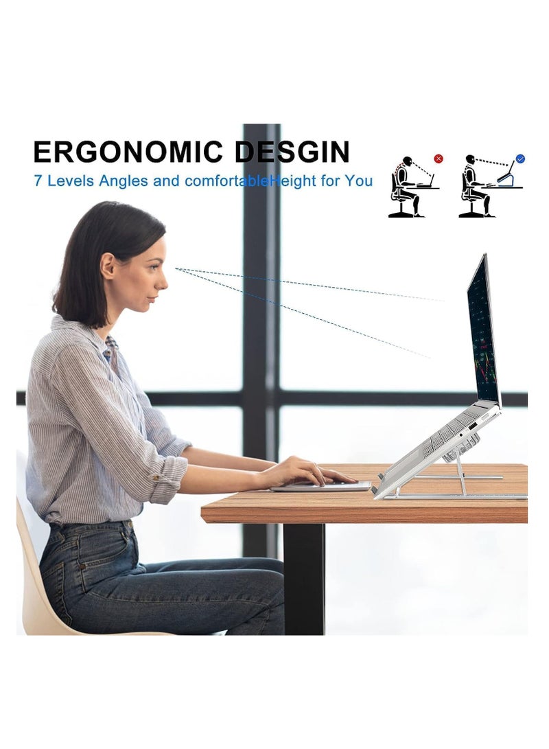 حامل لابتوب ألومنيوم قابل للطي مع مراوح تبريد مزدوجة | إضاءة RGB | 7 مستويات تعديل - Image 5