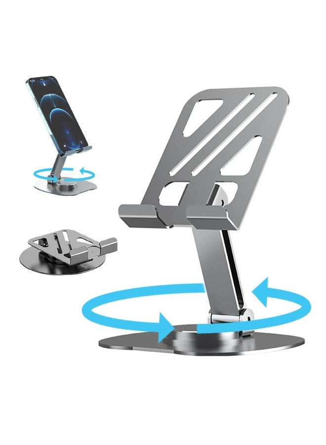 Adjustable Metal Phone Holder Foldable Mobile Phone Stand Sturdy Desktop Cell Phone Stand With Anti-Slip Silicone Pad & Convenient Charging Port, Fits All Smart Phones - Image 1
