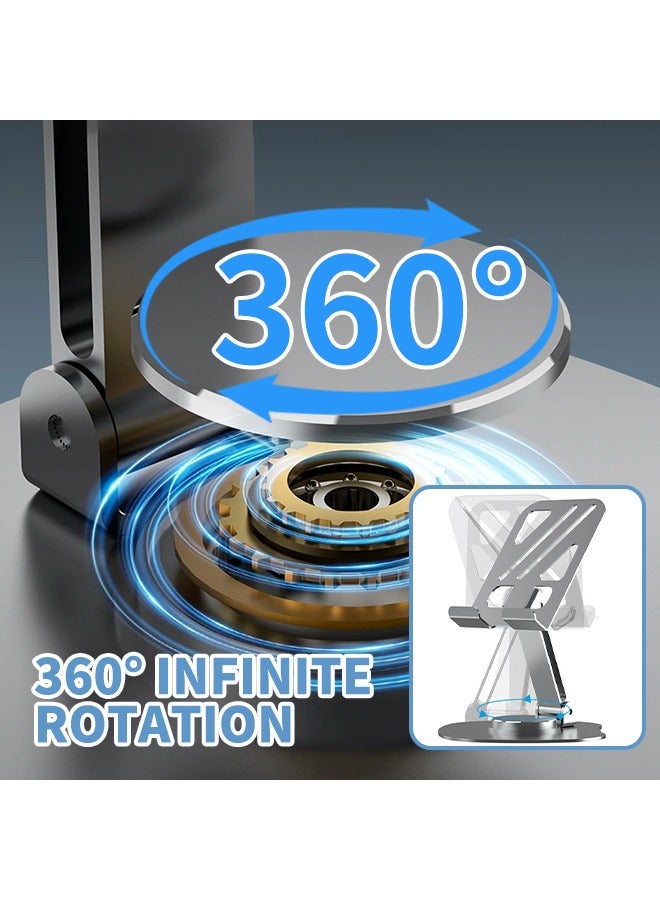 Adjustable Metal Phone Holder Foldable Mobile Phone Stand Sturdy Desktop Cell Phone Stand With Anti-Slip Silicone Pad & Convenient Charging Port, Fits All Smart Phones - Image 5