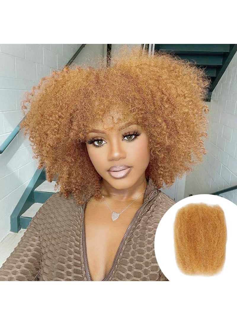 QUEEN VIRGIN REMY QVR Afro Kinkys Bulk Human Hair for Dreadlock Extensions Repair Locs Honey Blonde Twist Braiding Afro Kinky Human Hair for Locs 20 inches 4 Packs 200 Gram 