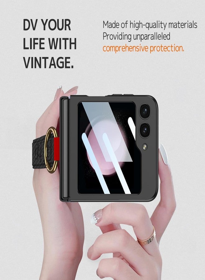NINKI Compatible Samsung Galaxy Z Flip 6 Case with Strap & Camera Screen Protector,Shockproof Hard Ultra-Slim Protective Case for Galaxy Z Flip6 Case with Ring,Samsung Z Flip 6 Phone Case Carbon Fiber - Image 4